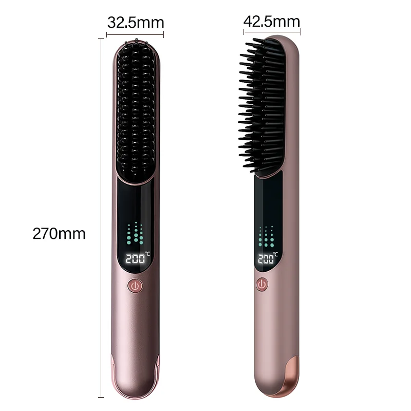 Wireless Portable Electric Hair Brush Negative Ion Straight Hair Comb Roll Curling Iron Dual-Purpose Household Charging Hair
