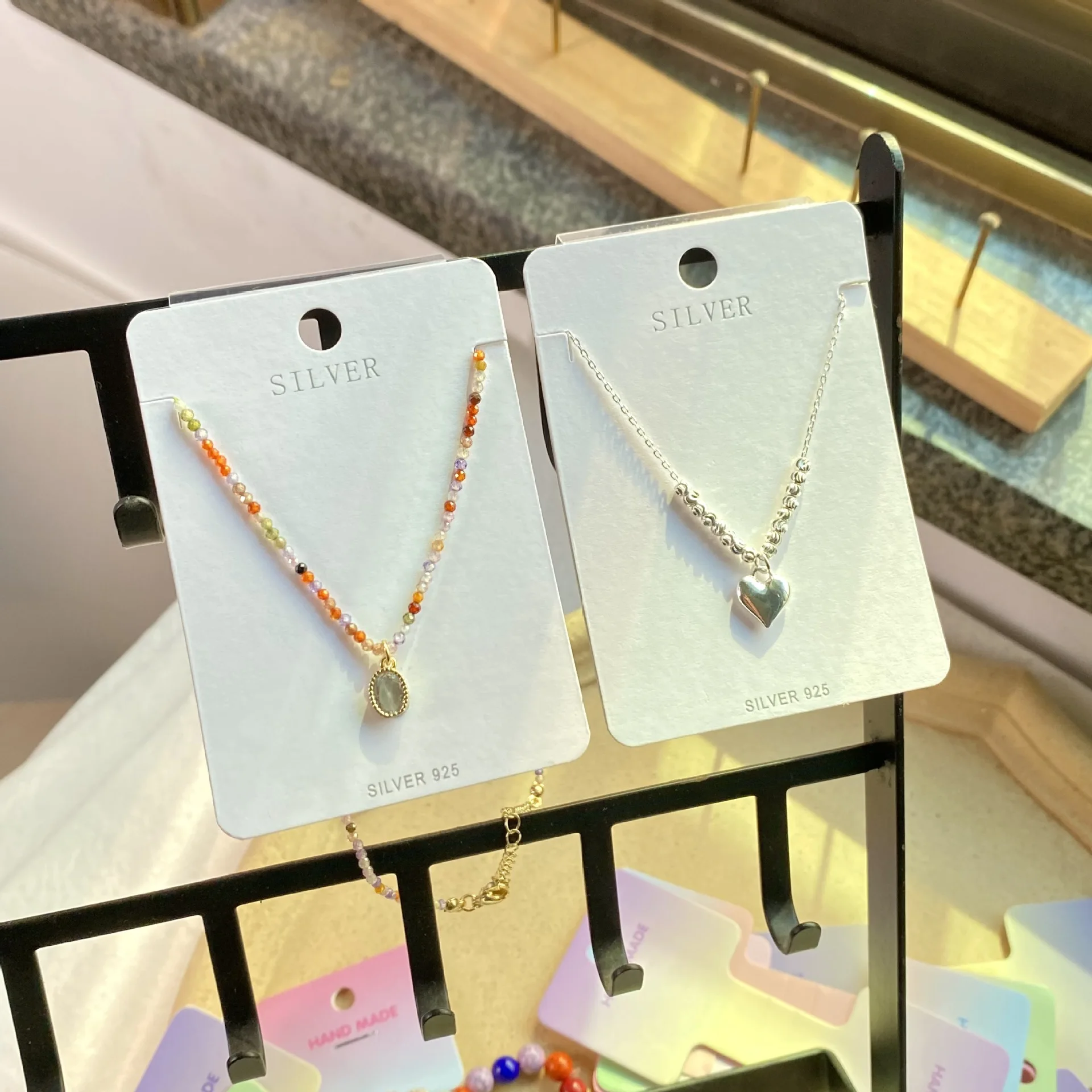 

Серебро 925, белая пластиковая водонепроницаемая подложка для ожерелья, держатель для дисплея из ПВХ, органайзер для ювелирных изделий своими руками, картон, оптовая продажа