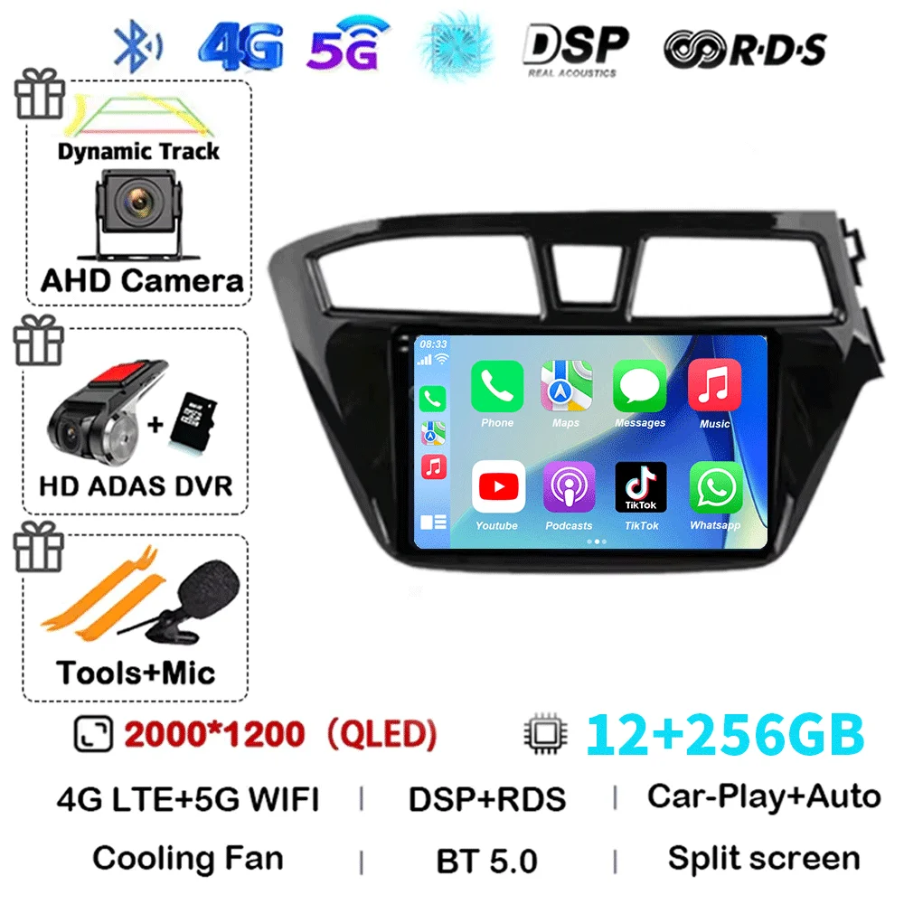 Android 16 Carplay Auto WIFI+4G For Hyundai I20 RHD 2015 2016 2017 2018 Car Radio Multimedia Player Stereo Head Unit 2din Audio image 3