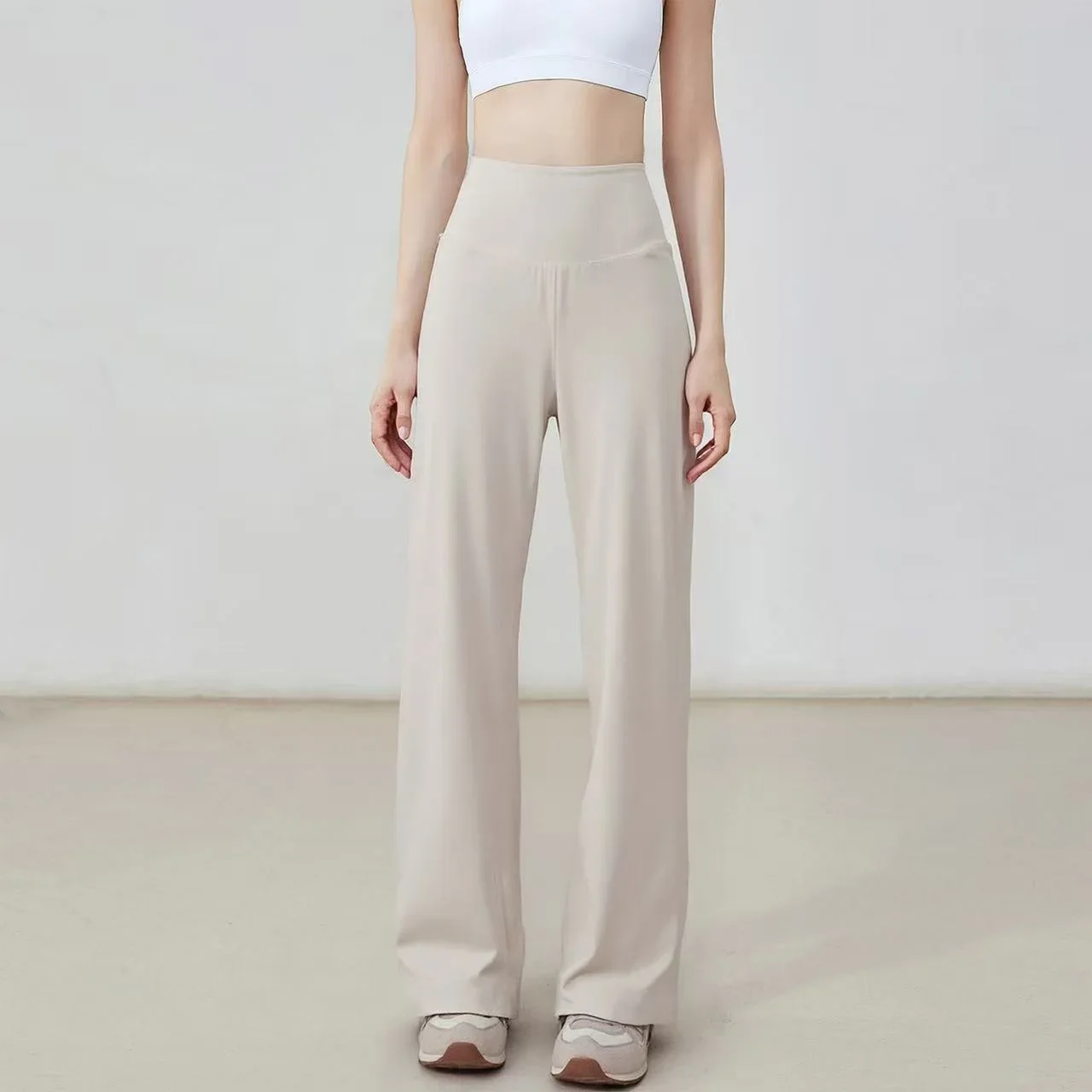 

Женские спортивные леггинсы с высокой талией и эффектом моделирования фигуры, дышащие повседневные широкие брюки для йоги, прямые брюки свободного кроя