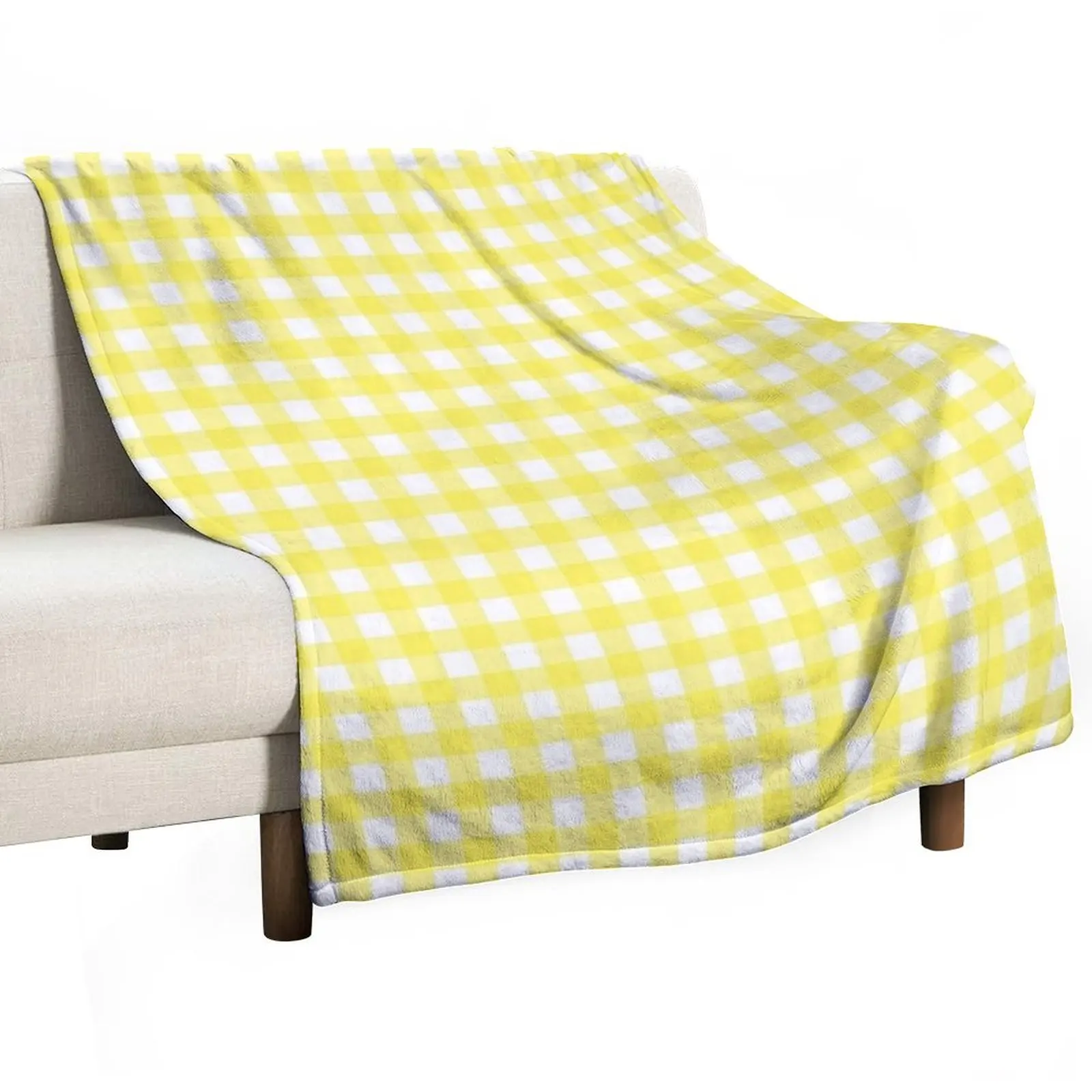 

Yellow Gingham Plaid design Art decorating home decor unique Throw Blanket Decorative Beds Cute Plaid Personalized Gift Blankets