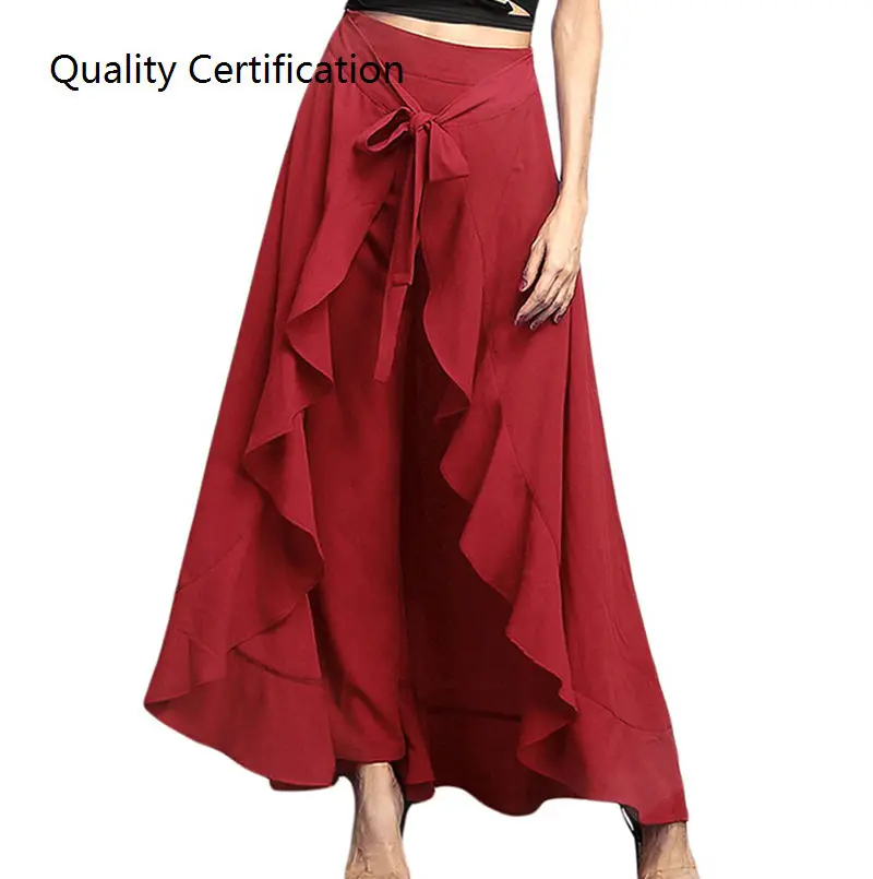 하이웨이스트 와이드 레그 팬츠 레이스 바지 스트리트 슬레 캐주얼 패션 여성용 가을 롱 팬츠 폴리에스터 소재