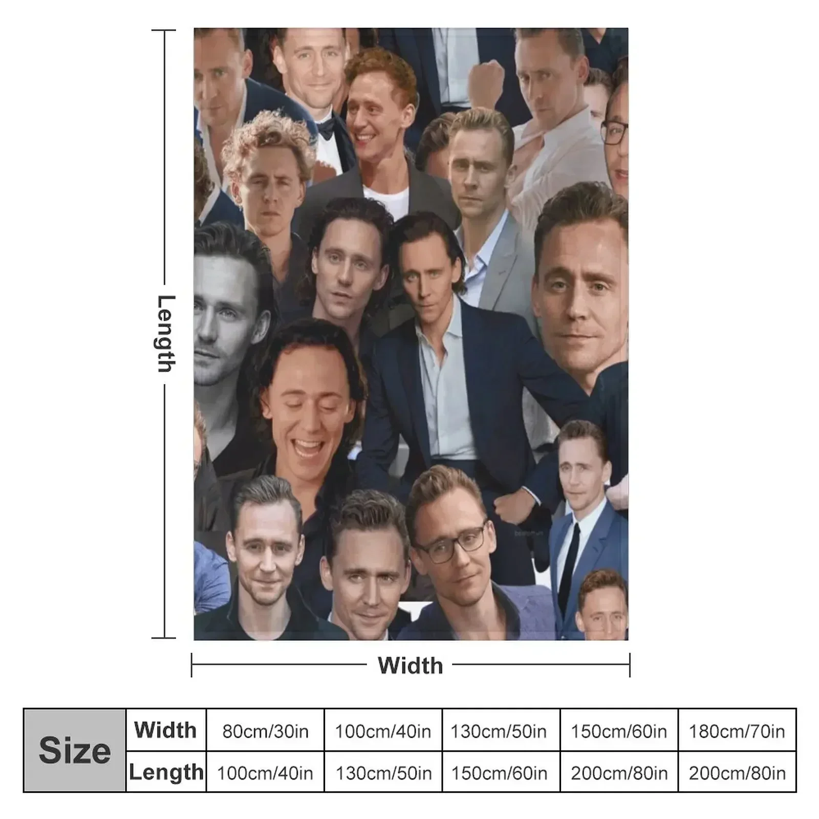 Tom Hiddleston photo collage Throw Blanket couch cozy soft plush fuzzy picnic outdoor blanket