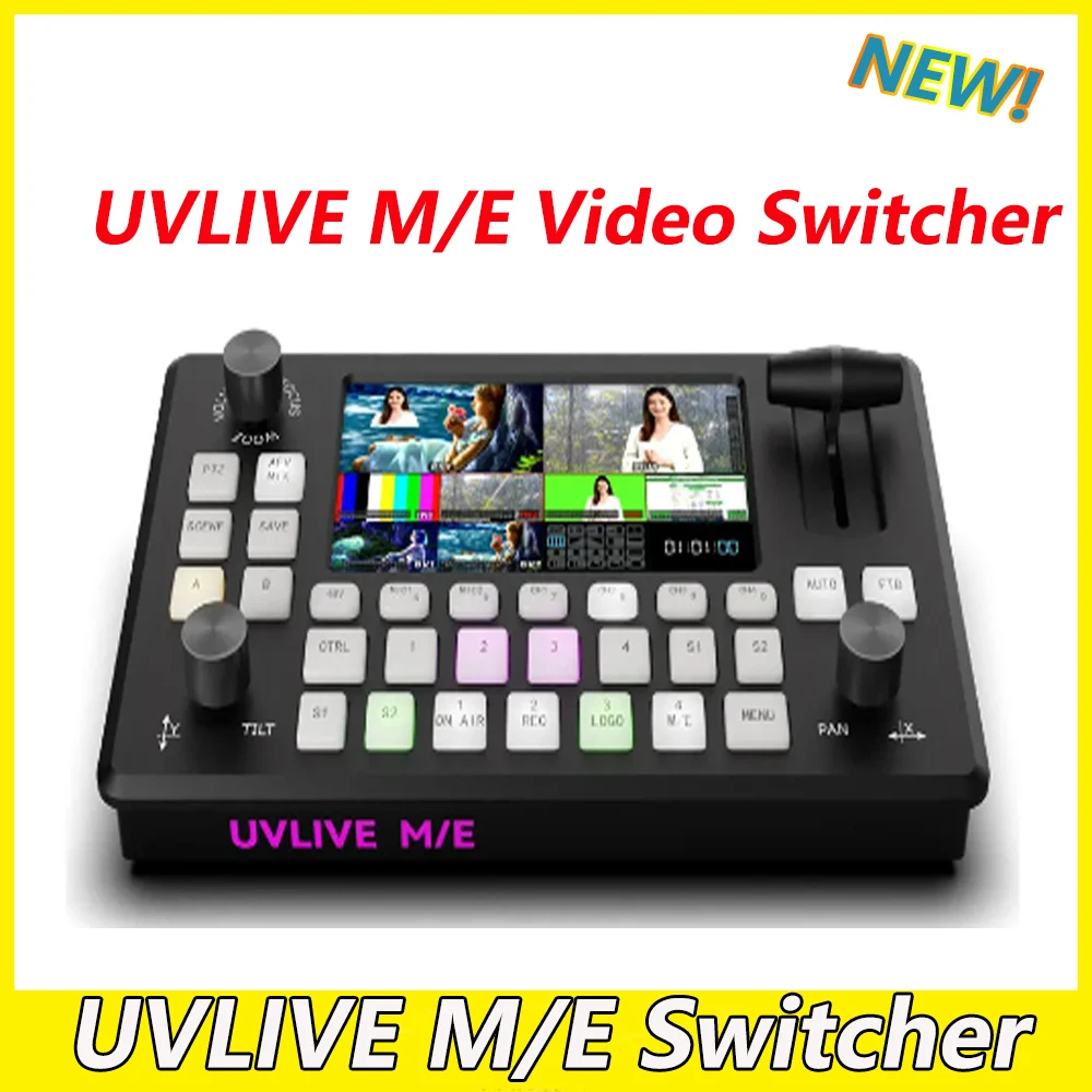 

UVLIVE M/E Video Switcher Dual Channel Mixer Multifunctional Live Streaming Switcher Portable Hot 4*HDMI- Input