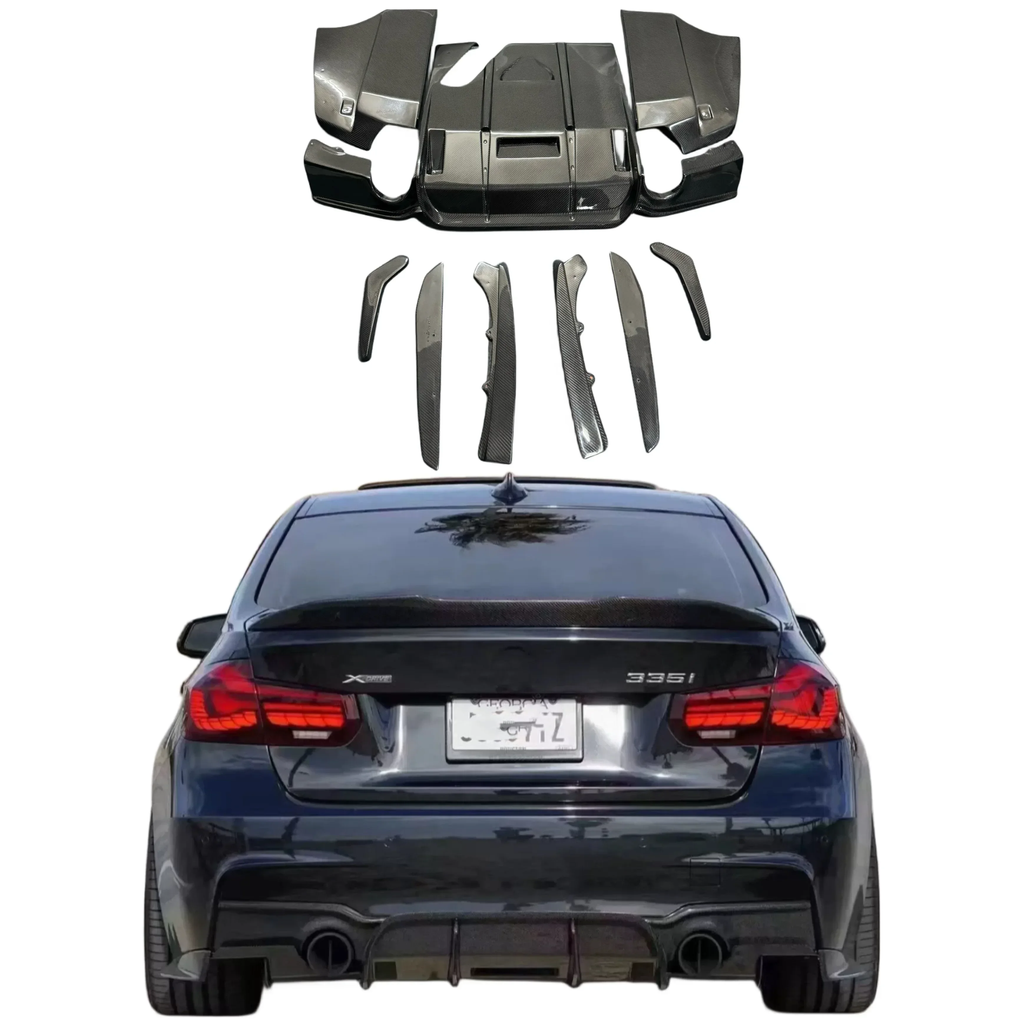 Auto Body Parts  Carbon Fiber Rear Lip  Diffuser For BMW 3 Series F30 F35 320i 328i 335i GEX Style Body Kit