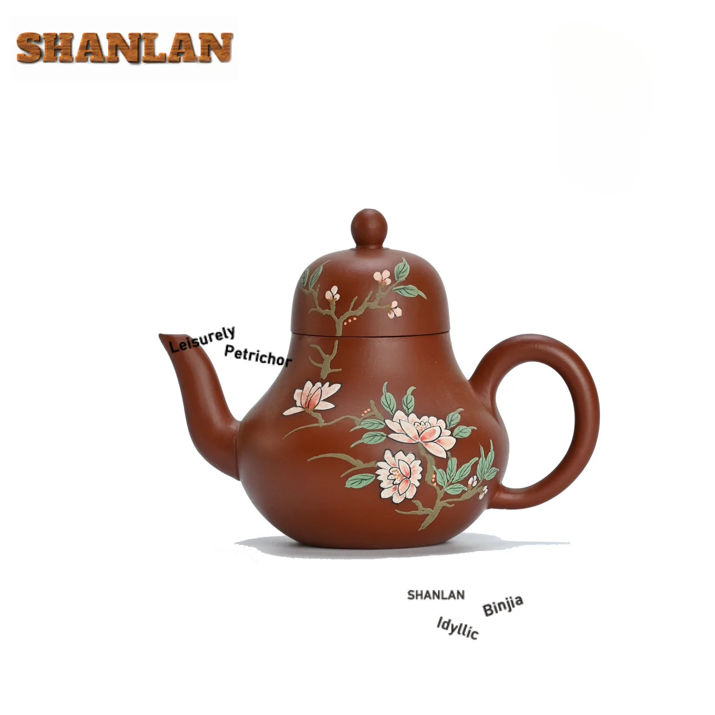 190ml Classic Yixing Purple Clay Teapots Handmade Painted Magnolia Flower Siting Pot Raw Ore Mud Kettle Zisha Tea Set Drinkware