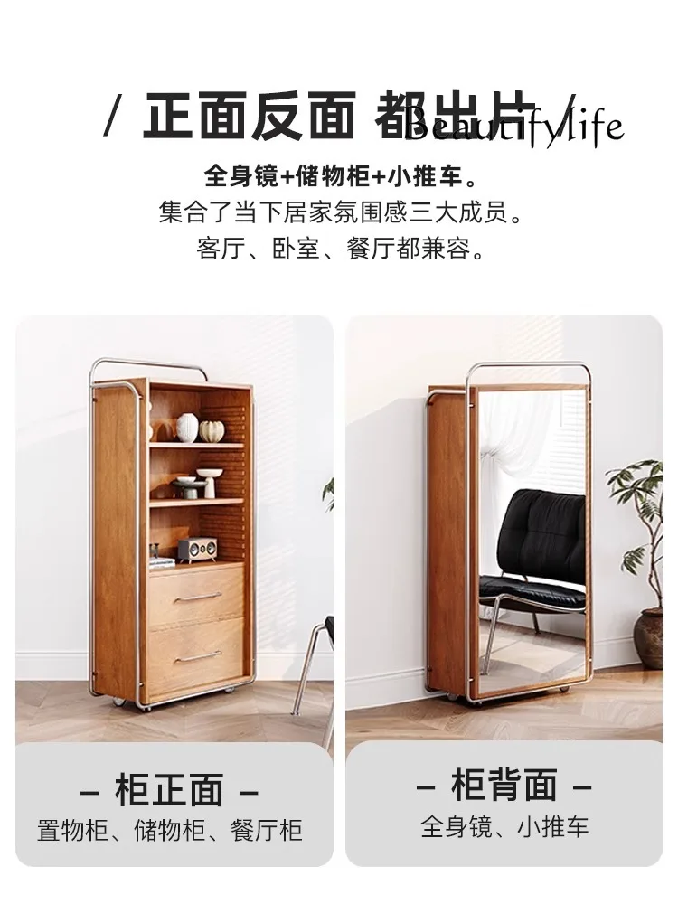 Cassettiera medievale in legno massello, camera da letto, mobile portaoggetti per soggiorno con specchio, armadietto laterale da pranzo retrò di design