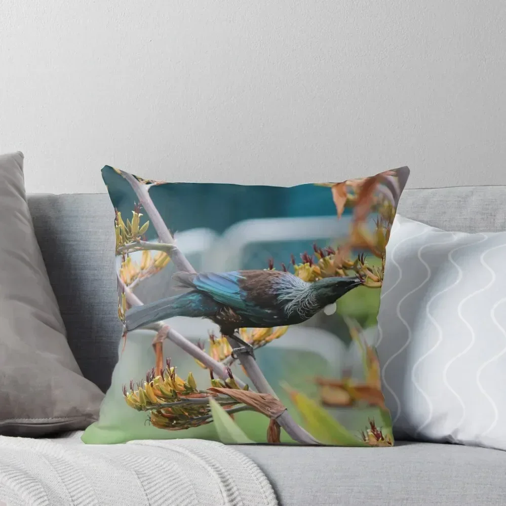 Tūī Magic - Urquharts Bay, Northland NZ Throw Pillow christmas decorations 2025 christmas supplies pillow