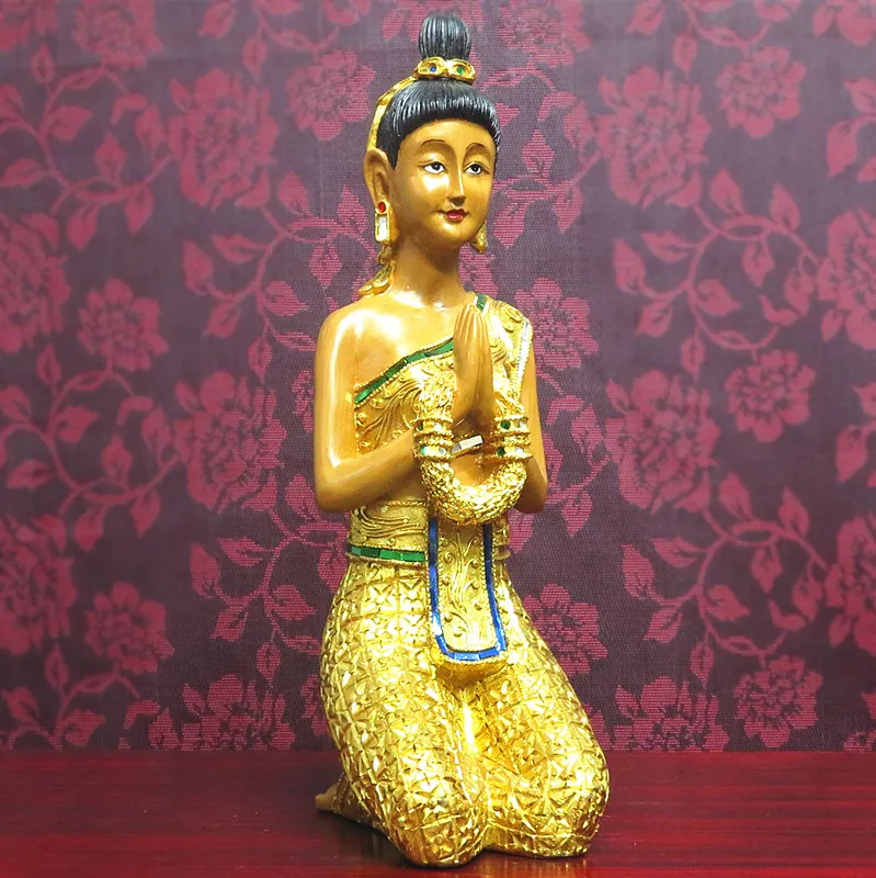 Wholesale Buddhist supplies  home family Bless Safe good luck Southeast Asia Kneeling Buddha sawatdee ka art statue  44CM LARGE