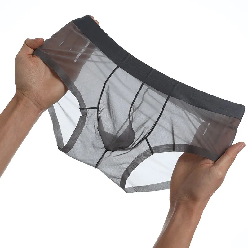 

Men's Underwear Ultra-Thin Transparent Ice Silk Briefs U-Shaped Pouch