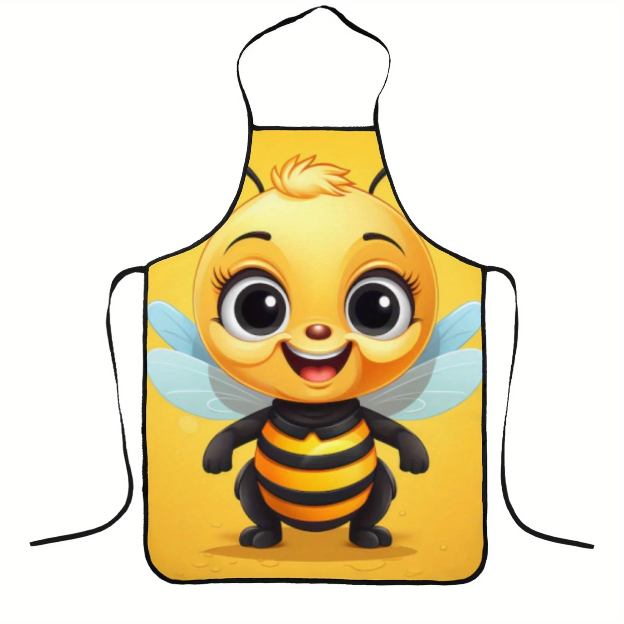 Cheerful Bee Cartoon Apron  Front  Perfect for Cooking, Grilling, Gardening, Painting - Gender Neutral Design