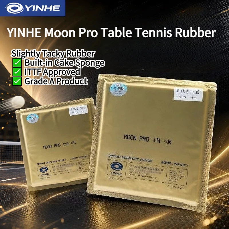 YINHE Moon Pro Table Tennis Rubber Non-tacky Pips-in Rubber with Built-in Cake Sponge Ping Pong Rubber for Fast Attack & Loop