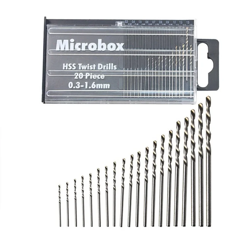 0.3-1.6mm Mini Hand Drill Bit Set High Speed Steel Twist Drill Bits Micro HSS Drill Bit set with Case Woodworking Drilling Tool