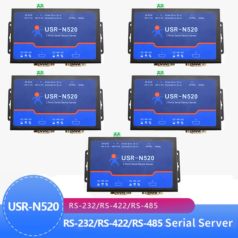 

5PCS USR-N520 Serial Server-LAN Ethernet to RS232 RS485 RS422 Converter Industrial Automation Control for Data Transmission