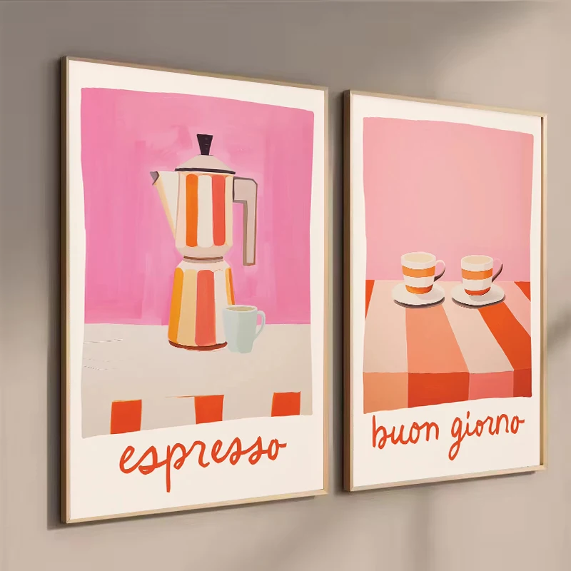 

Coffee Moka Pot Canvas Painting Italian Espresso Posters and Prints Wall Art Pictures for Cafe Living Room Kitchen Home Decor