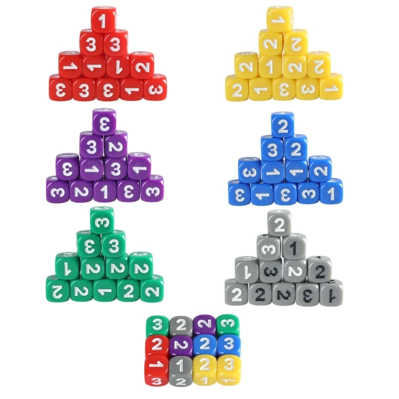 

A1A2 13mm Dices Set Colorful Six Sided Dices Cubes with Large Number Playings Round Block Kids Math Teaching Educational Toy
