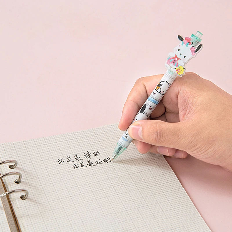 Kawaii Cartoon Sanrio Gel Pens Student Stationery School Supplies Cute Hello Kitty Kuromi Patch Press Neutral Pen Writing Tool