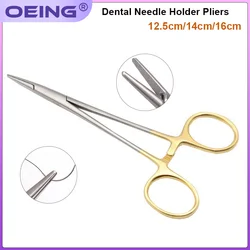 Dental Needle Holder Pliers12.5/14/16cm Stainless Steel Gold Plated Handle Dental Orthodontic Forcep Double Eyelid Surgery Tool