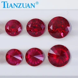 Lab Grown Ruby Round Shape 5# Red Stone Diamond Cut  with Inculsions Artificial Loose Ruby Stone  for Jewelry Making Materials