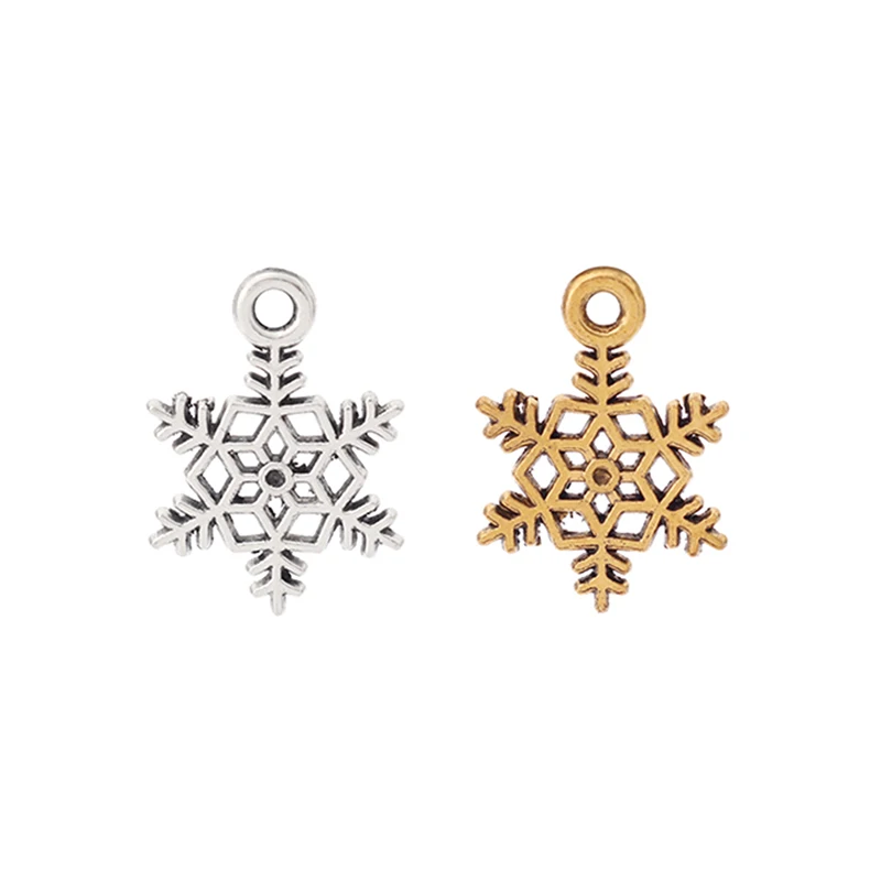 

ZXZ 50pcs Tibetan Silver/Gold Tone Christmas Snowflake Charms Pendants for Necklace Bracelet Earring Jewelry Making Findings