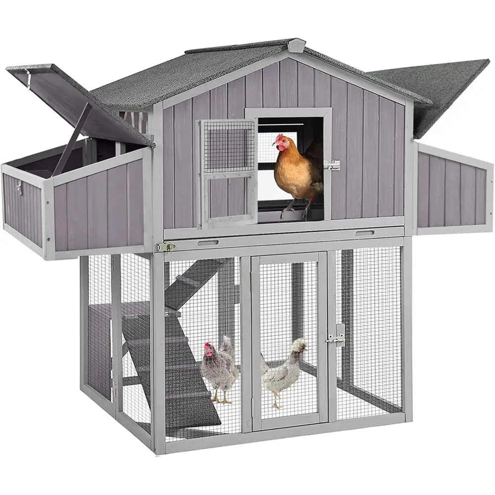 

Chicken Coop olding Chicken House, Hen Coop Poultry Cage or 4-6 Chickens, oldable Hen House 26t² Multi-Levels, Easy to Set Up