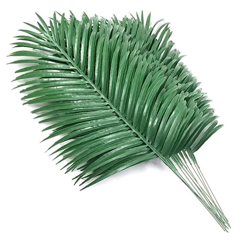 18Pcs Artificial Palm Leaves Plants Faux Palm Fronds Tropical Large Palm Leaves Greenery Plant For Leaves Hawaiian Party