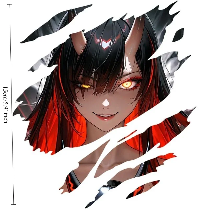 1pc Devil Girl 2D Flat Vinyl Sticker Waterproof UV Resistant Creative Anime Decal for Pickup Truck Motorcycle Luggage Car Decor