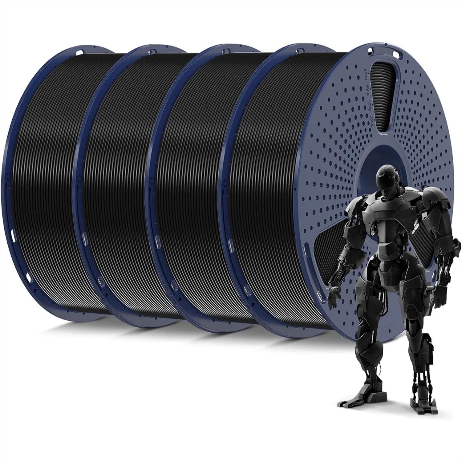 

PLA 3D Printer Filament Bundle 4kg, Neatly Wound 1.75mm ±0.02mm, Individually Vacuum Packed 4 Spools, 1kg per Spool for FDM
