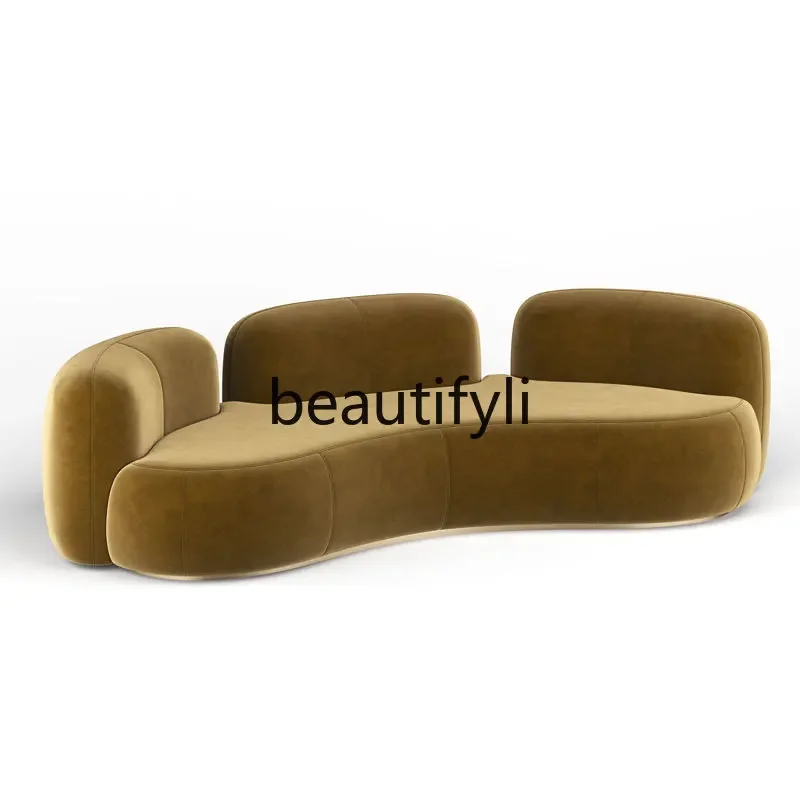 

New Italian living room three-person fabric sofa simple modern light luxury design