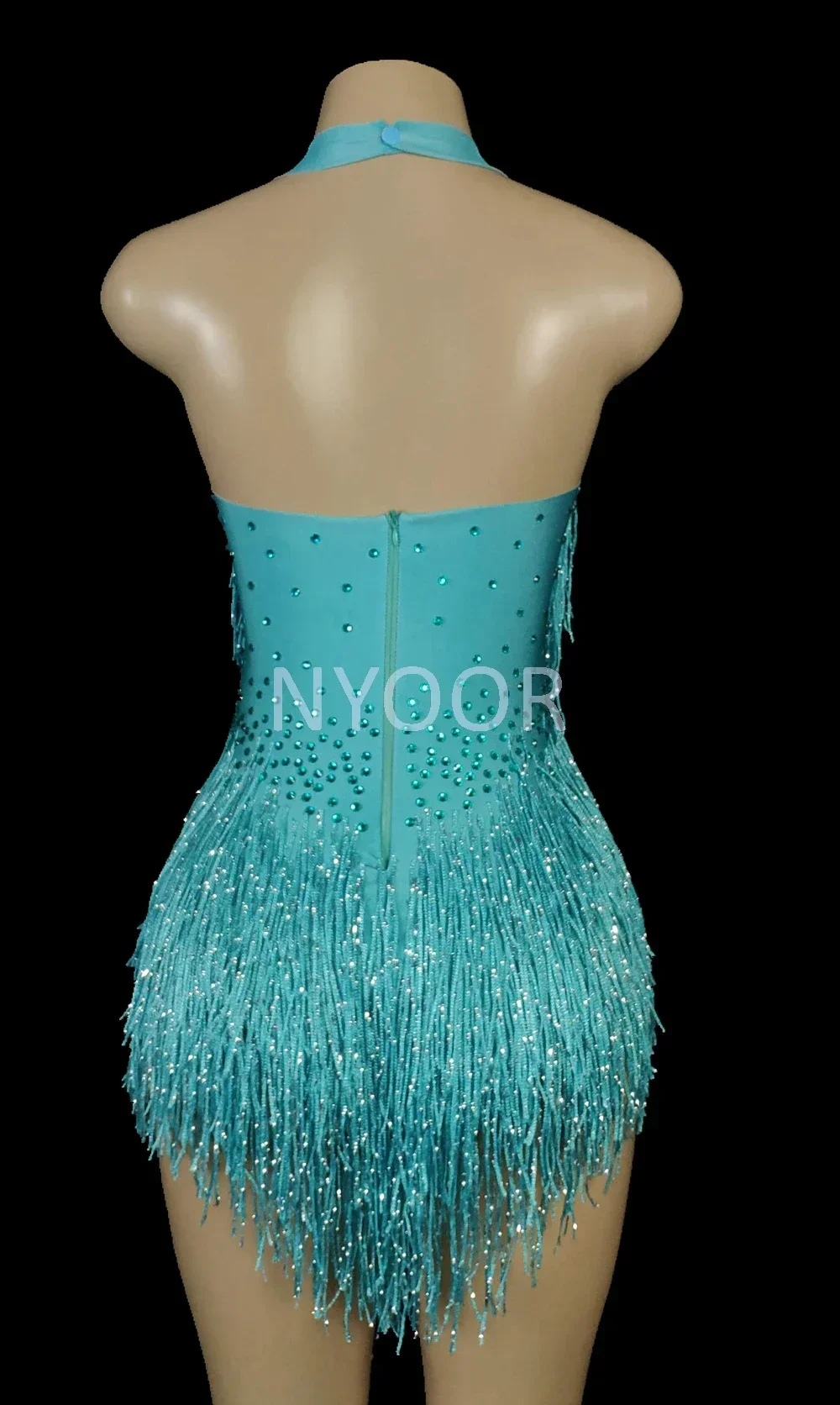 Sparkly Rhinestones Fringe Bodysuit Women Nightclub Party Dance Costume Stage Wear Sexy Tassel Leotard Performance Clothing