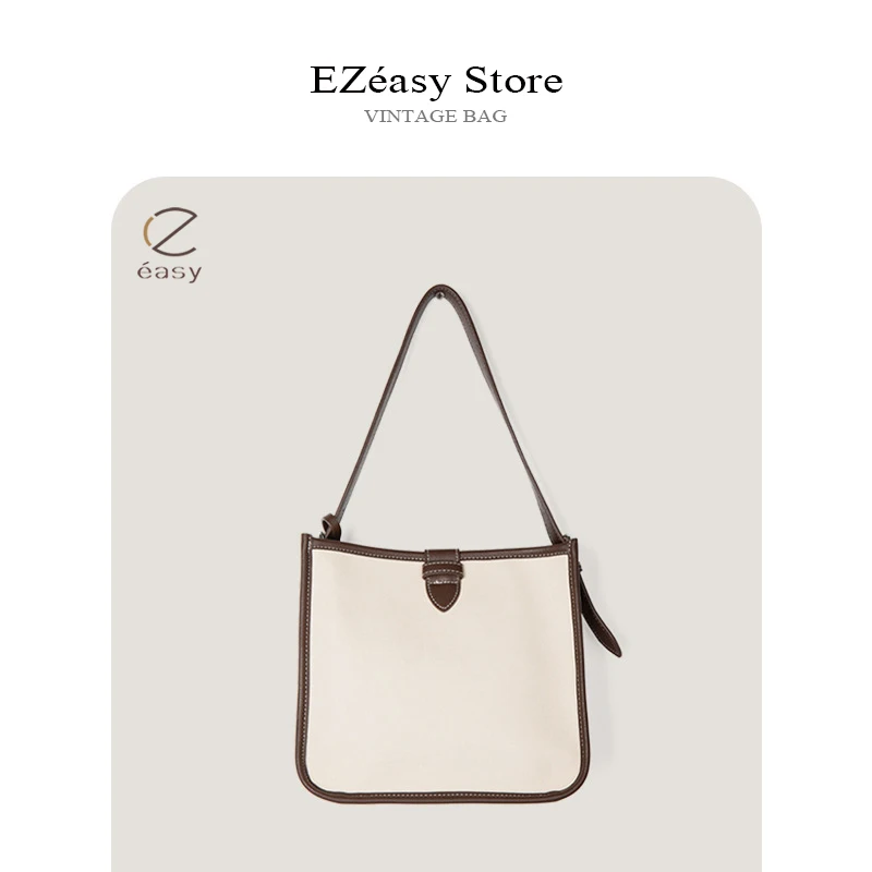 EZeasy Light Luxury Niche Designer Mini Shoulder Armpit Bag Large Capacity Vintage Canvas Handbag Composite Tote Bags for women