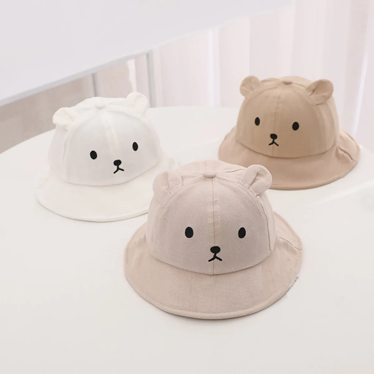 ins Spring/Summer Korean version baby super cute bear fisherman hat for boys and girls, thin basin hat for sun protection and su