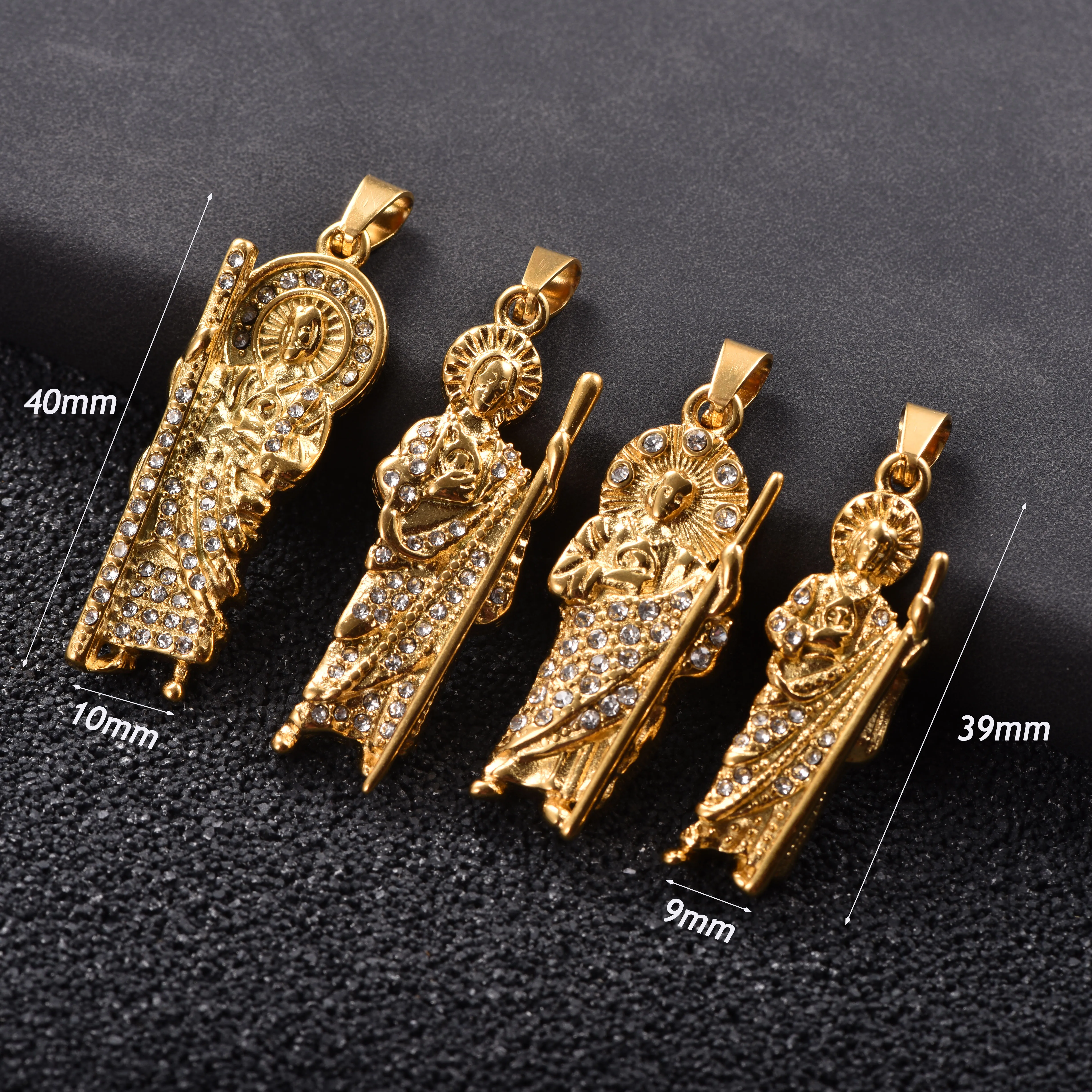 Religiöser Anhänger Santa Muerte Heiliger Judas Jungfrau Maria Jesus Charm Hip-Hop Katholisches Amulett Halskette Anhänger für Männer Glaubensschmuck – Detail 5