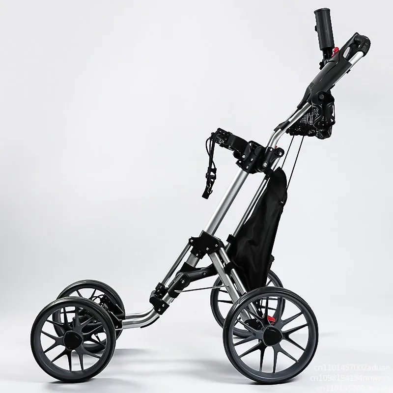 3‑Wheel Aluminum Golf Push Cart, Portable Foldable Detachable Trolley Hand‑Pull Bag Cart for Golf Course