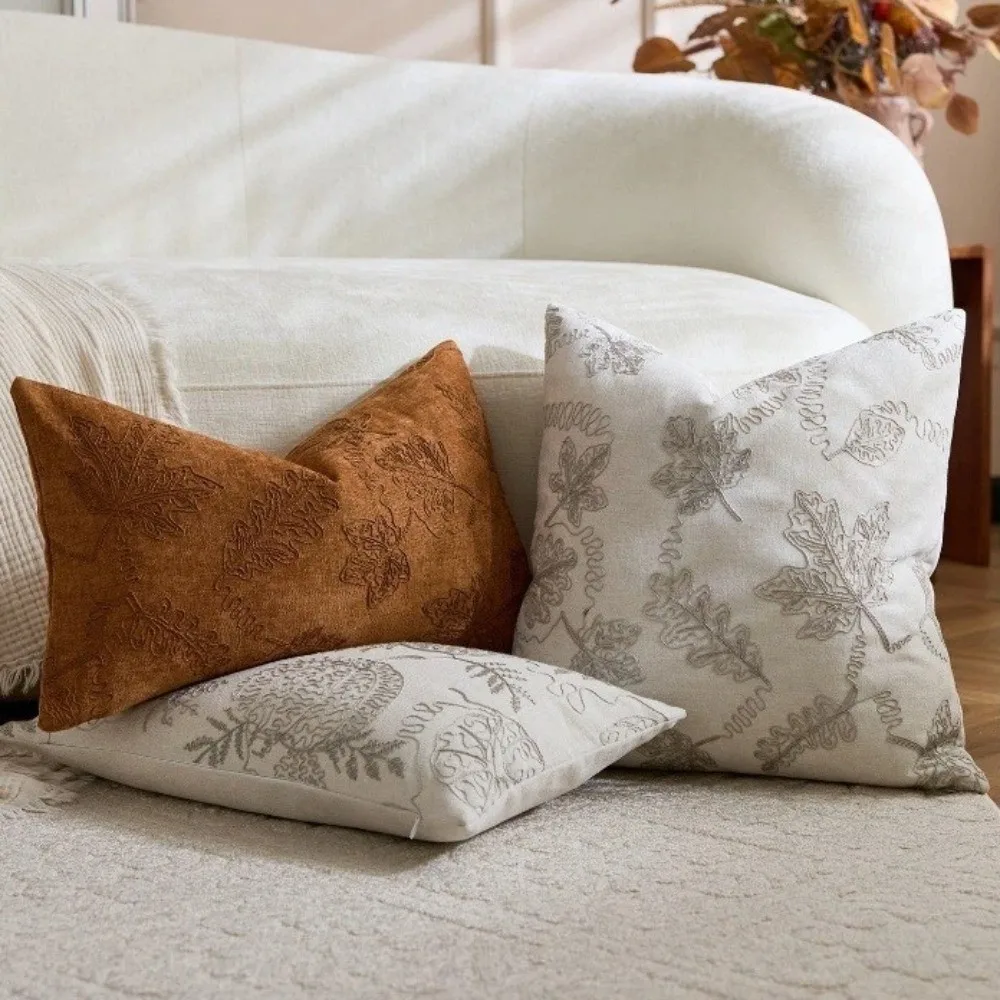 45*45CM Pumpkin Maple Leaf Pillowcases String Embroidery Sofa Decor Throw Pillow Cases Creative Zippered Halloween Pillow Covers