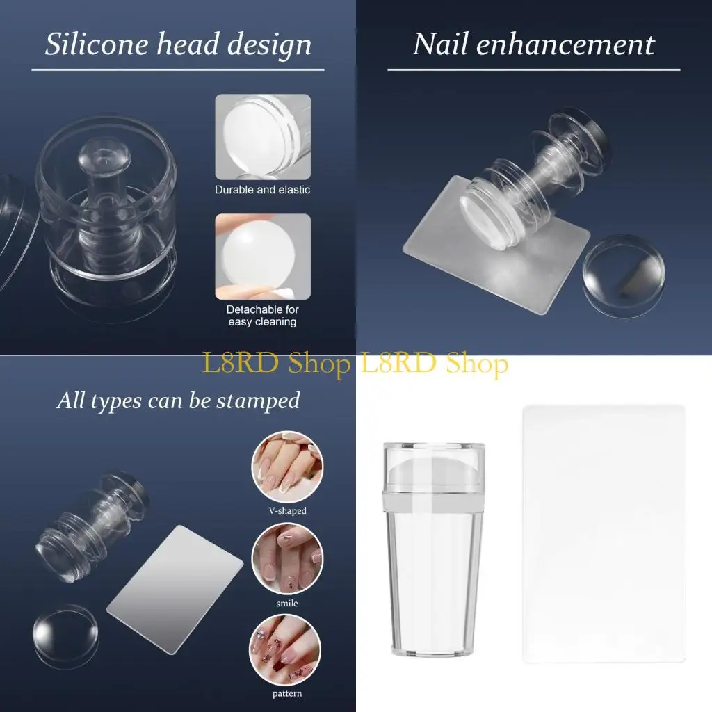 

L8RD Stamper French Tip Tool Silicone Stamper Scraper Clear Jelly Stamper for Nails Polish
