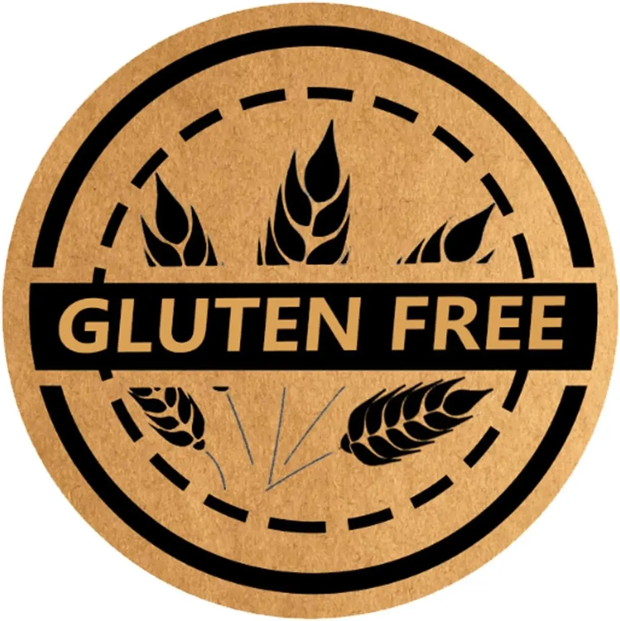 500 Pcs Kraft Gluten Free Stickers 1.5 inch Gluten Contains Warning Labels Food Rotation Stickers for Food Retail Package