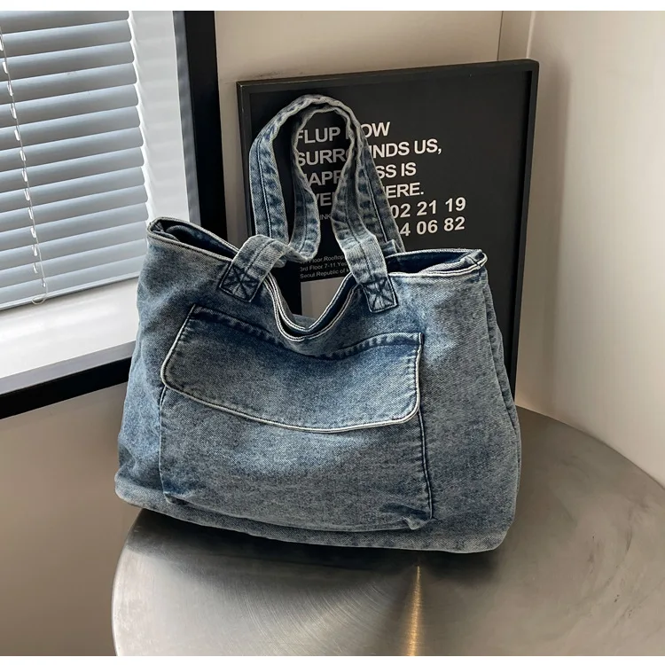 

Denim Large Capacity Tote Bag Women's 2024 Shoulder Bag Premium Texture Armpit Purses And Handbags