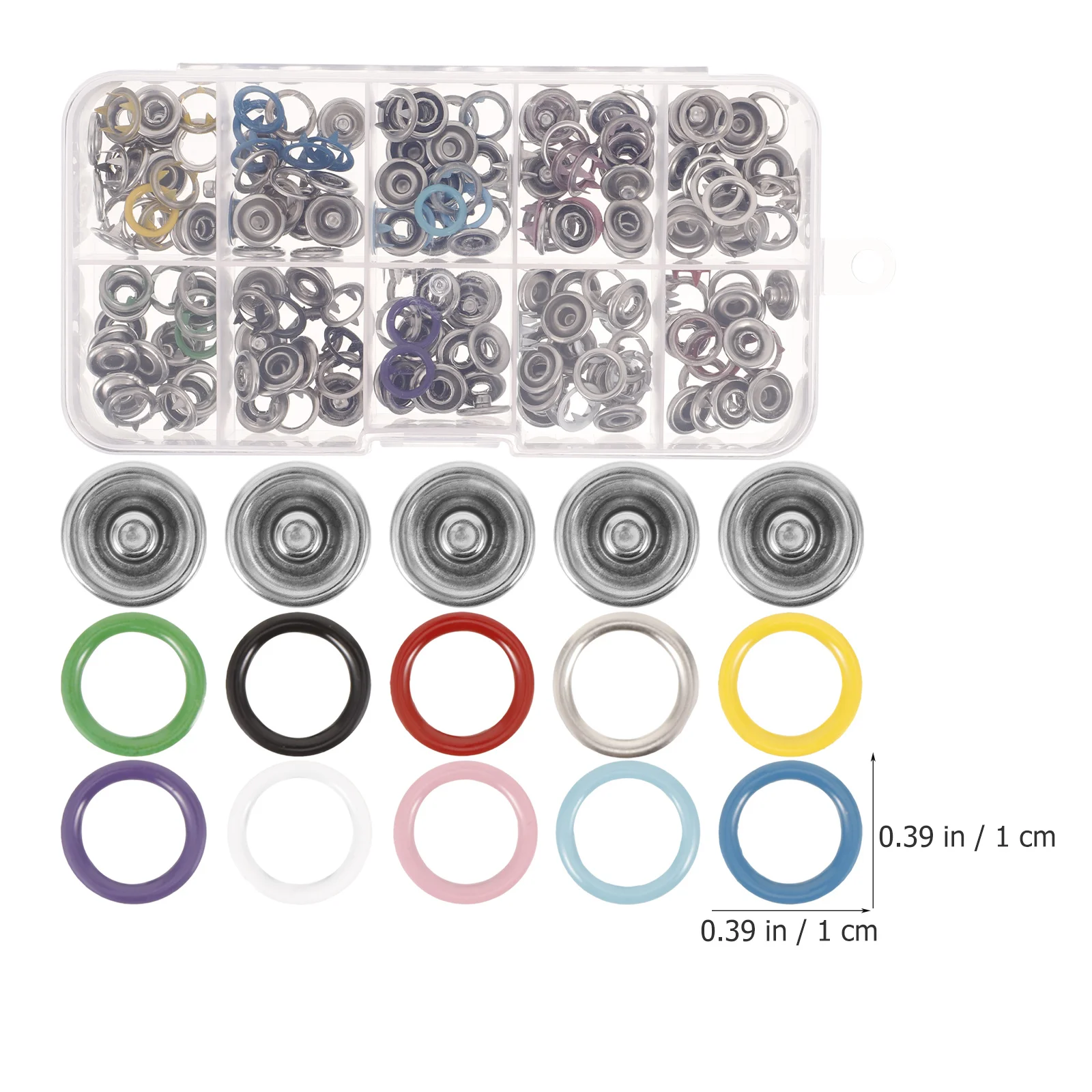 

100 set Snap Buttons Stainless Steel Clothing Buttons For Diy Crafting Metal Snaps No-Sew Fasteners Shirt Dress Replacement Kit