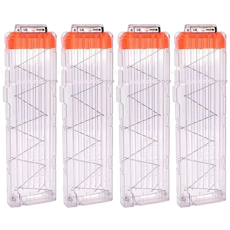 

ZIVCONCING 4 шт. Магазины для мягких пуль, на 18 дротиков, быстрозаряжаемые, для игрушечных пистолетов Nerf (прозрачно-белые)