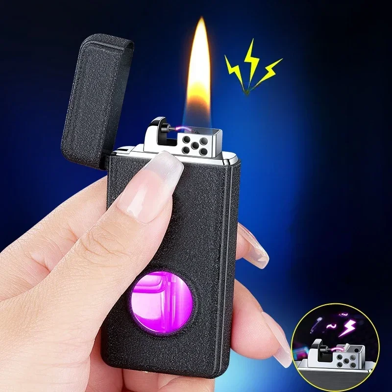 Intelligent Voice Control Four Arc Ignition Methods Kerosene Lighter Visual Color Light Transparent Window USB Electric Lighters