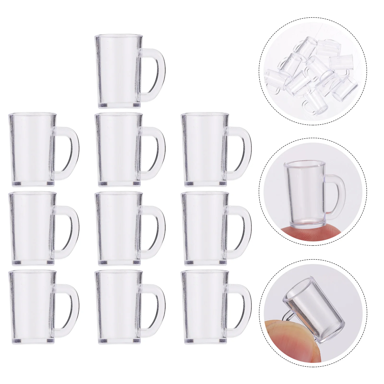 10 Pcs House Accessories for Home Dollhouse Beer Mug Resin Mini Cups Miniature Models Landscape Adornments Mugs Transparent