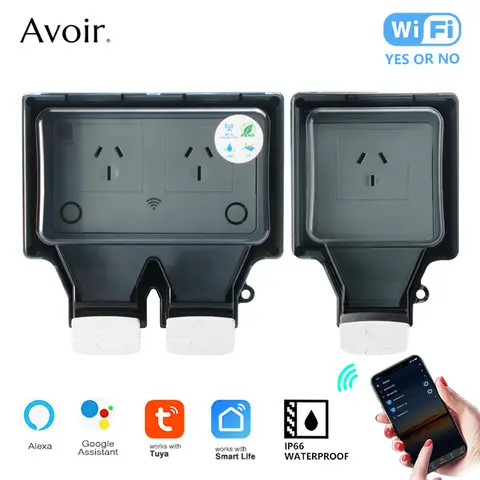 Avoir Tuya Wifi Socket IP66 Outdoor Waterproof Australia Plug Electric Outlet Kitchen Wall Power Socket Set Smart Home Appliance