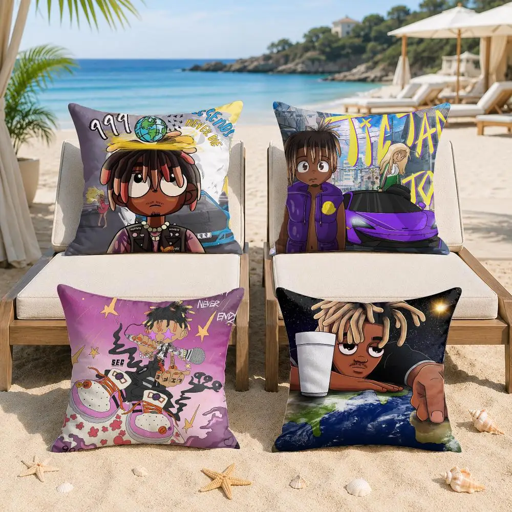 J-Juice WRLD Rapper Cool Cushion Cover Silky Short Plush Invisible Zipper Dustproof Sofa Pillow Case For Home Decor