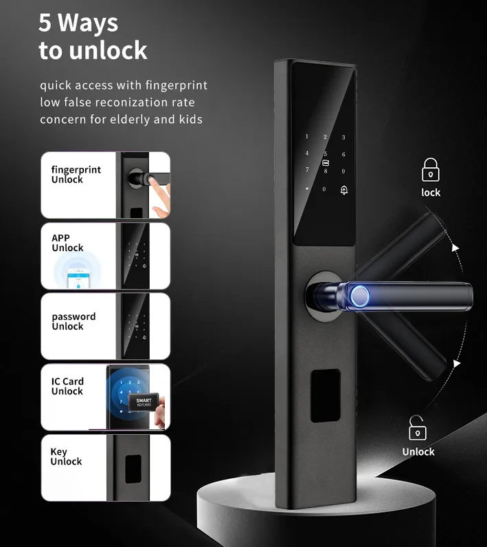 Tuya Digital Keypad Door Lock Biometric Fingerprint Intelligent Digital Push Pull Smart Door Lock With Smart Life App