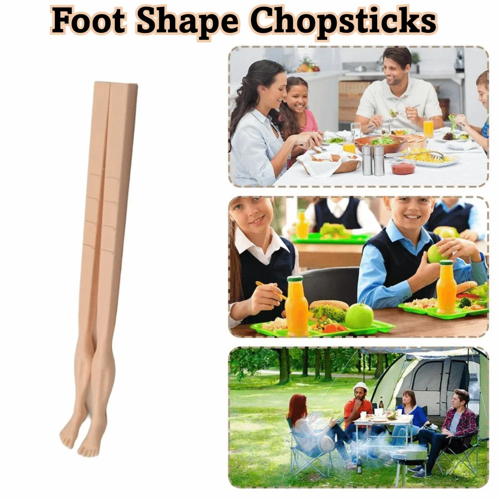 1pair 22cm Foot Shape Chopsticks With Straw Lightweight Toe-Shaped Chopsticks Soles of Feet Easy-to-Use Anti-slip Chopsticks