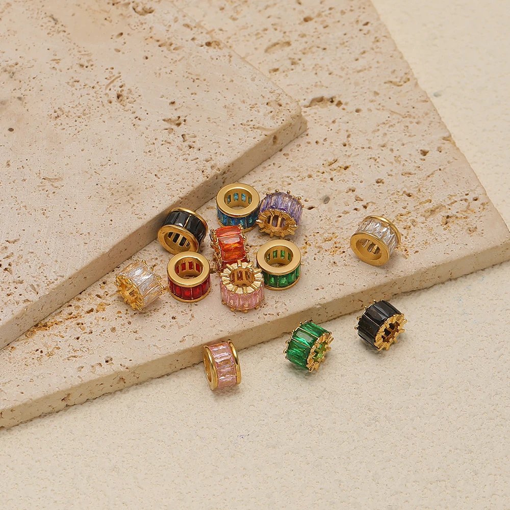 3 Stück Edelstahl-Zirkon-Radperlen, Abstandshalter-Perlen für DIY-Handgemachte Halsketten, Armbänder, Schmuckherstellung und Bastelbedarf – Detail 3