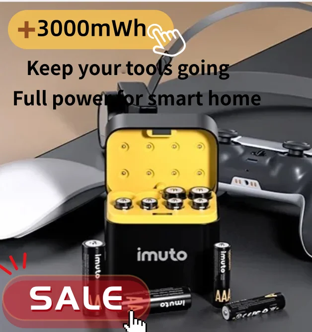3000mWh AA Rechargeable LithiumBatteries1.5V,USB-C Charging Storage Box Included,Long Lasting Battery for Flashlights