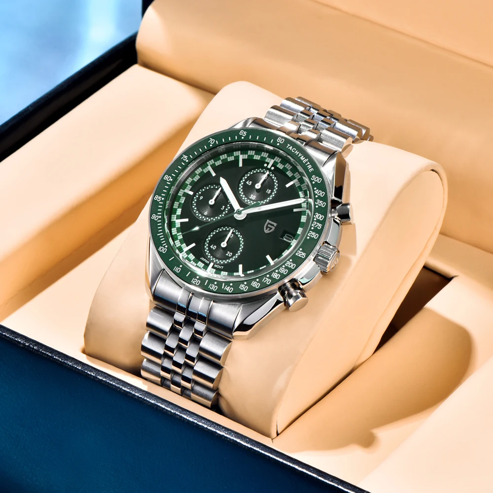 

2025 New PAGANI DESIGN 2025 New Mens Watches VK67 Quartz Wristwatches Chronograph Watch For Man AR Sapphire Mirror Luminous Gift
