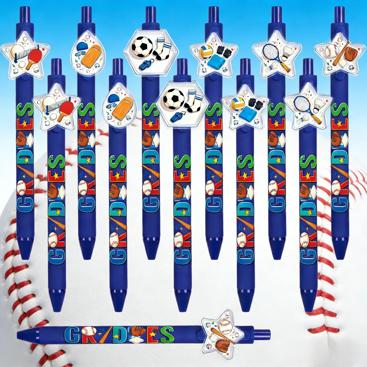 

6 pieces / 12 pieces sports ball-themed push-button ballpoint pens. Exclusive ball pens for sports enthusiasts.